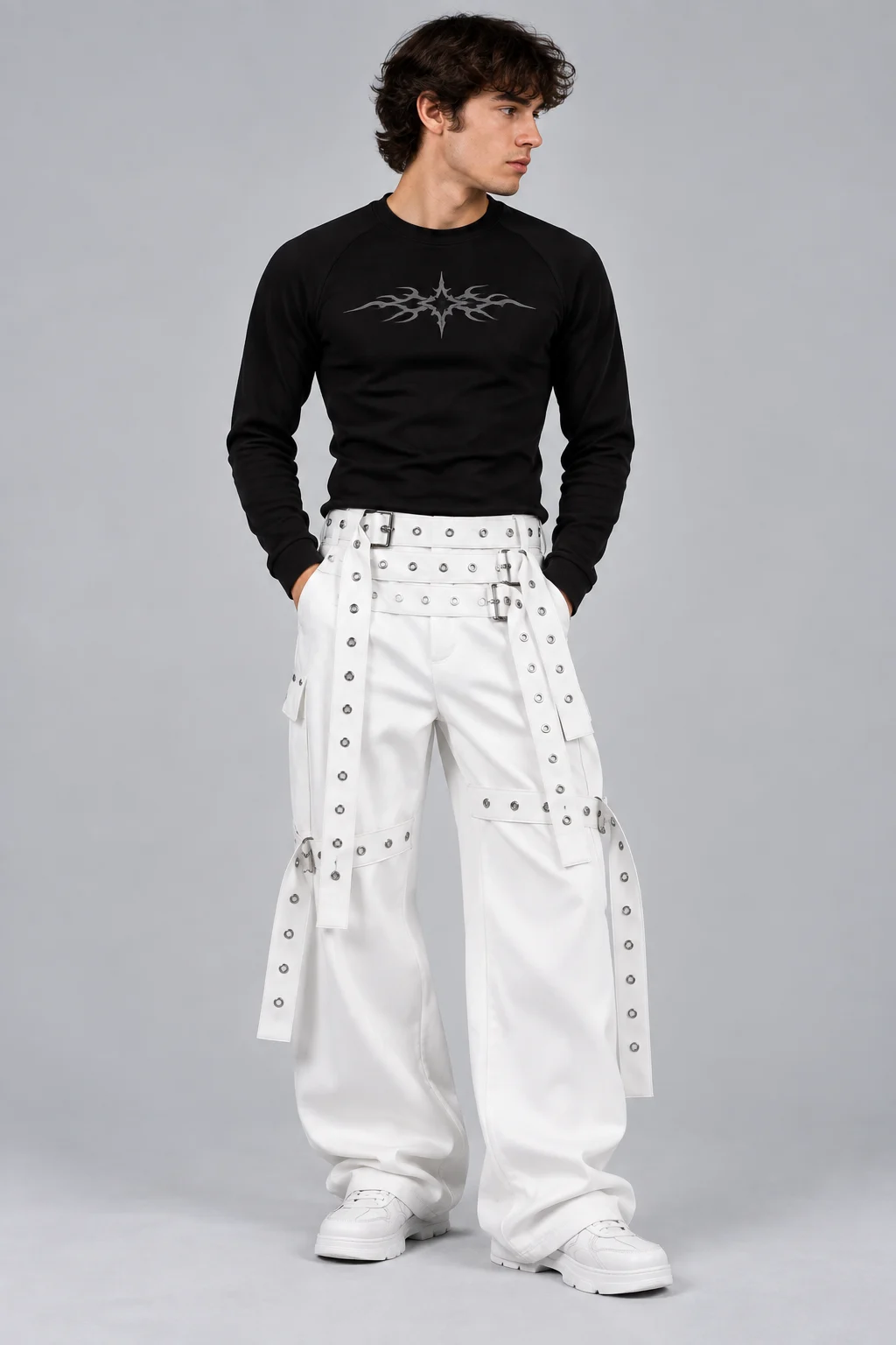 Custom Studded Leather Cargo Pants by BigBee Apparels