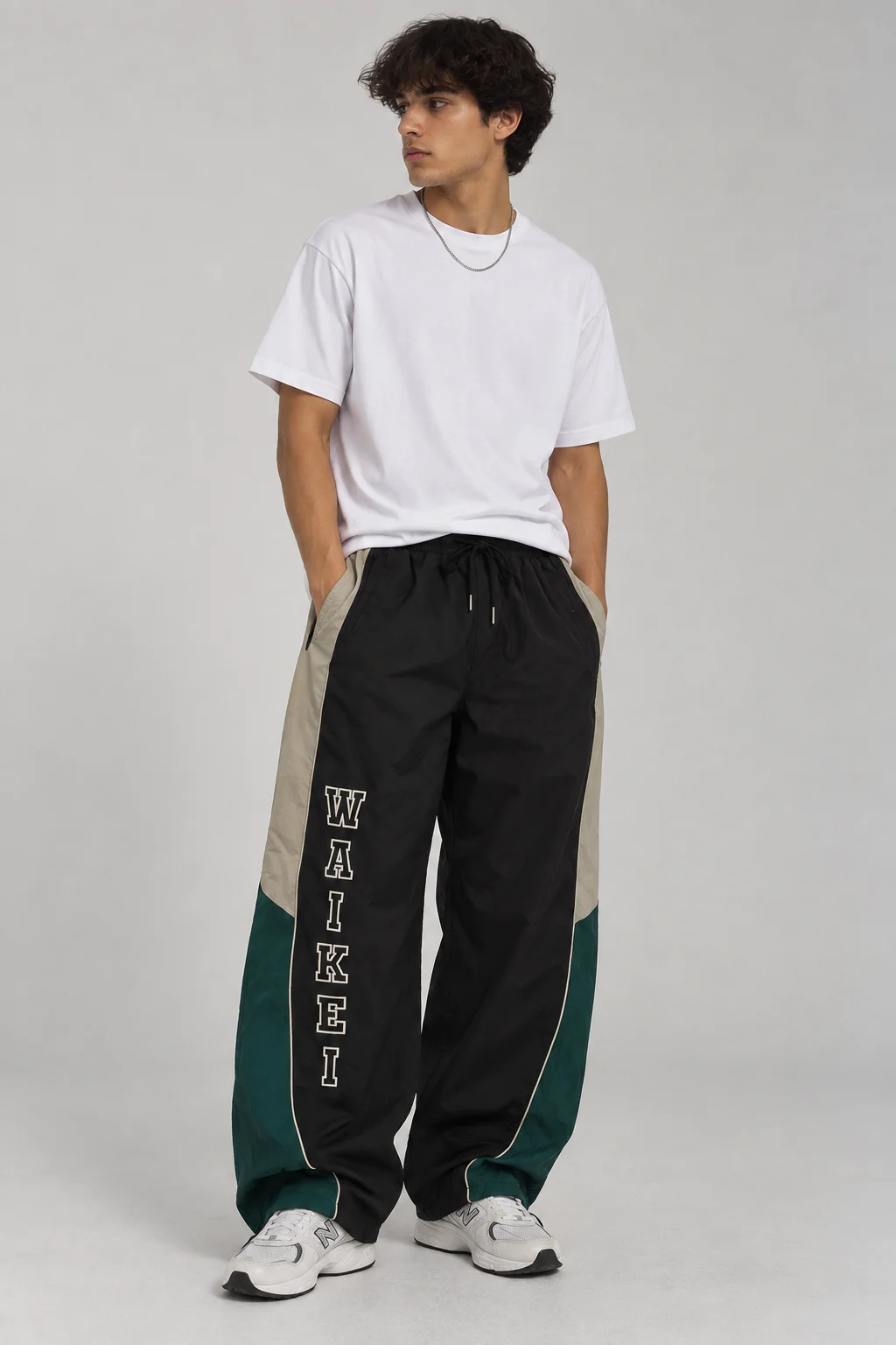 Color-Block Wide-Leg Track Pants by BigBee Apparels